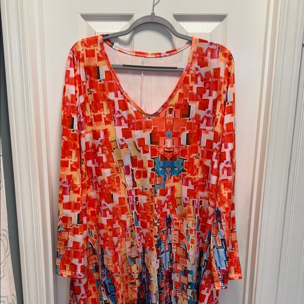 Vibrant Red and Blue Maxi Dress